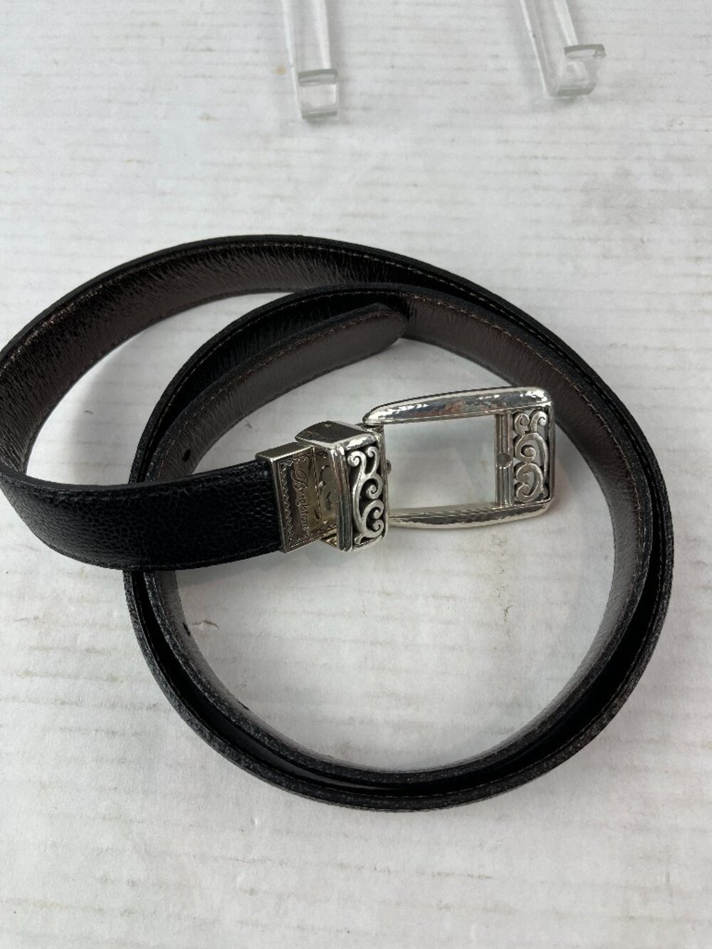 Women's black leather Brighton Belt, Size L